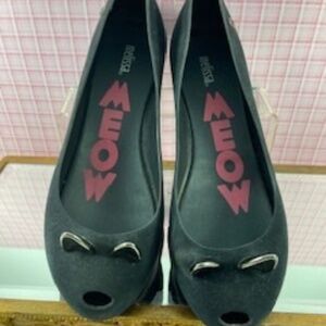 Black Meow Flats by Melissa - kitty cat ears, peep toe